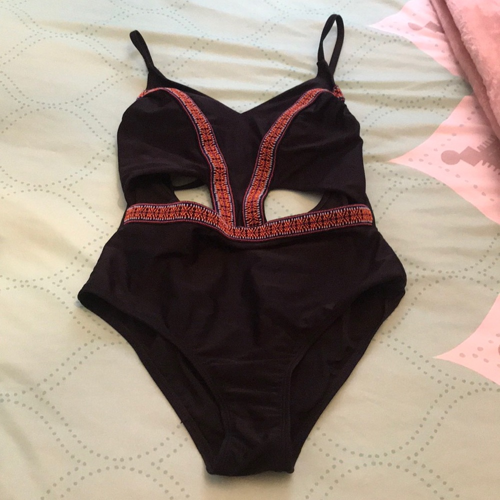 Small Xhilarition black one piece swimsuit